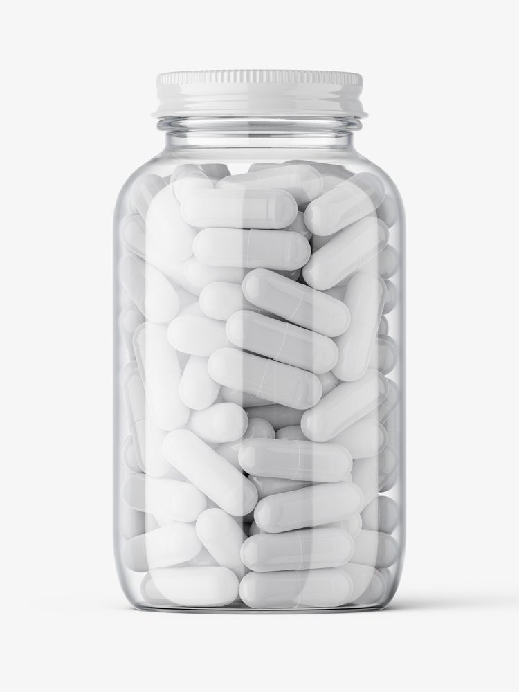 Clear capsules jar mockup