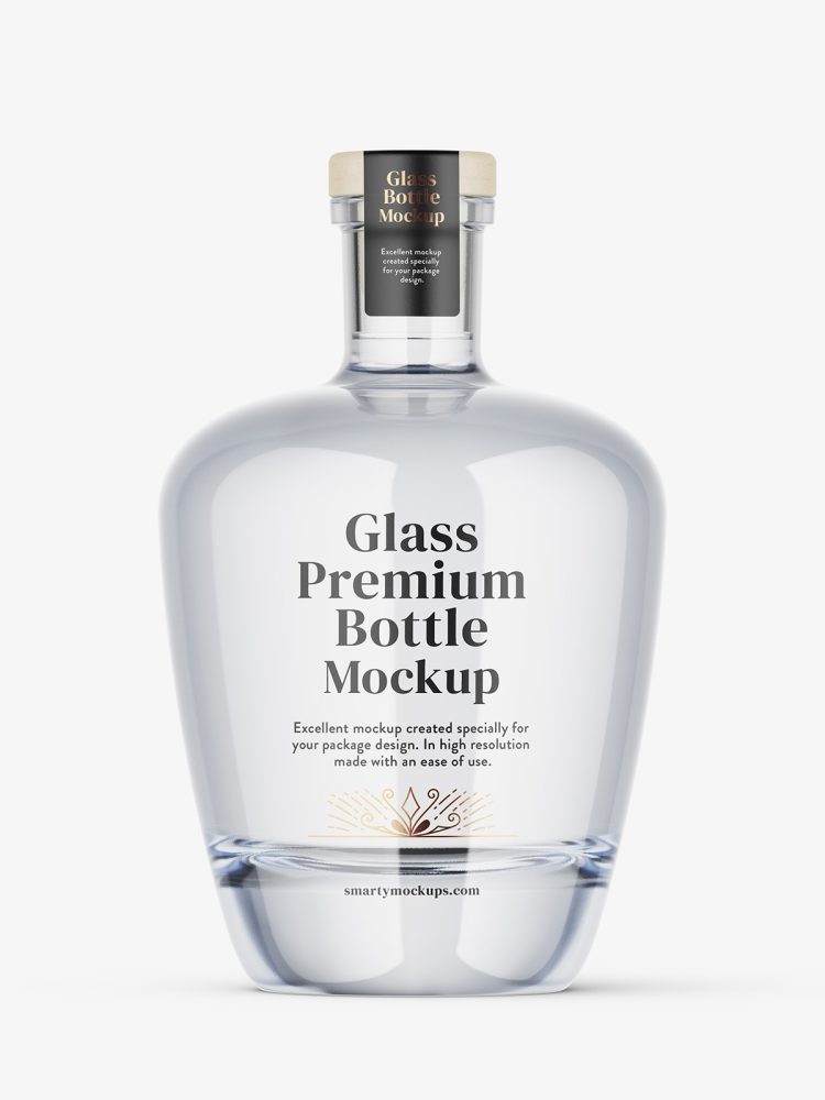 Clear spirits bottle mockup