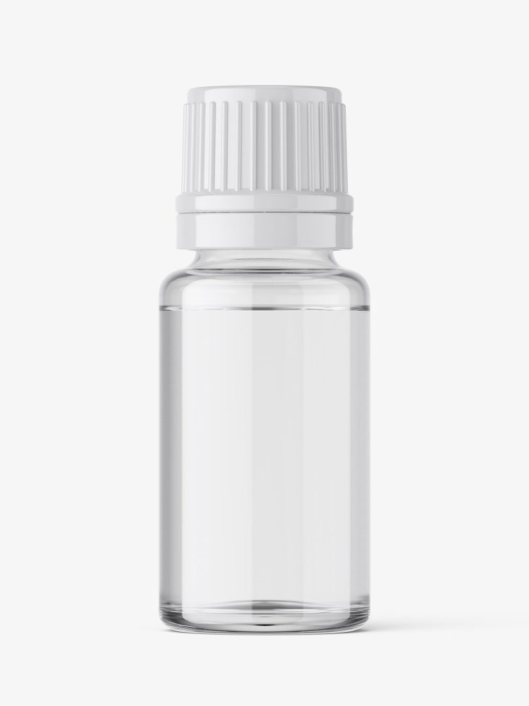Clear essential oil bottle mockup