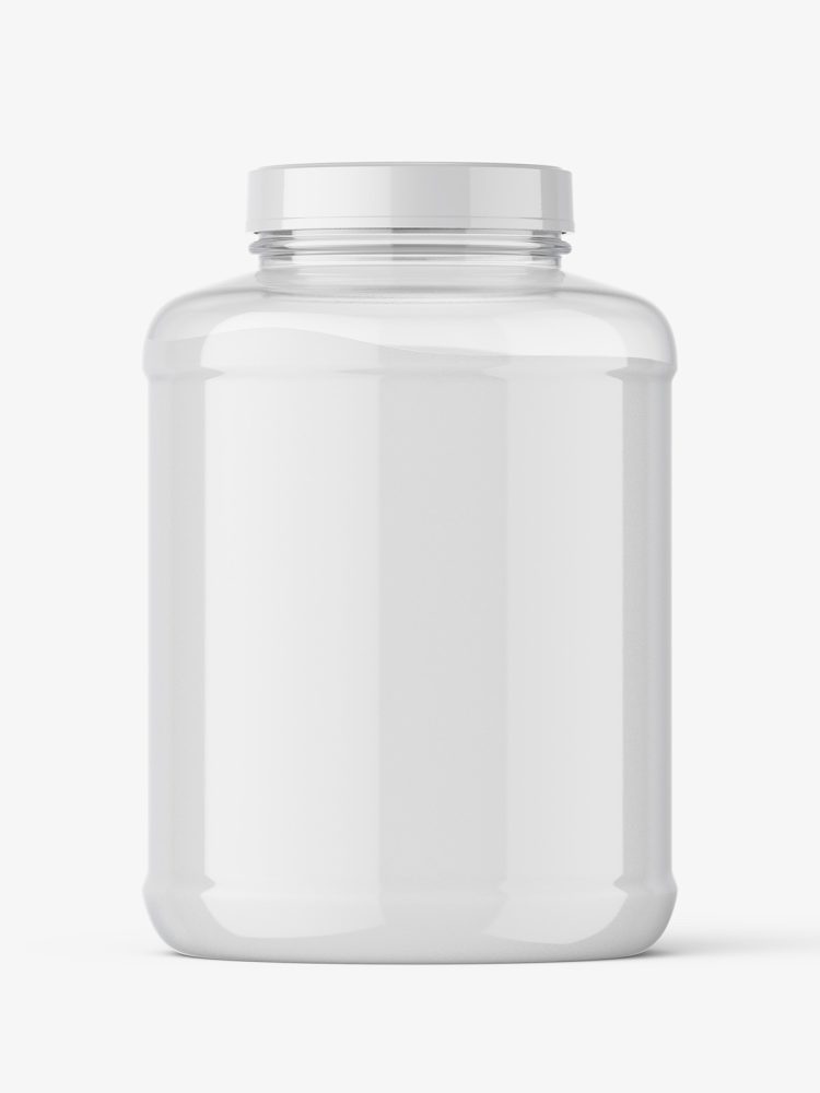 Clear protein jar mockup
