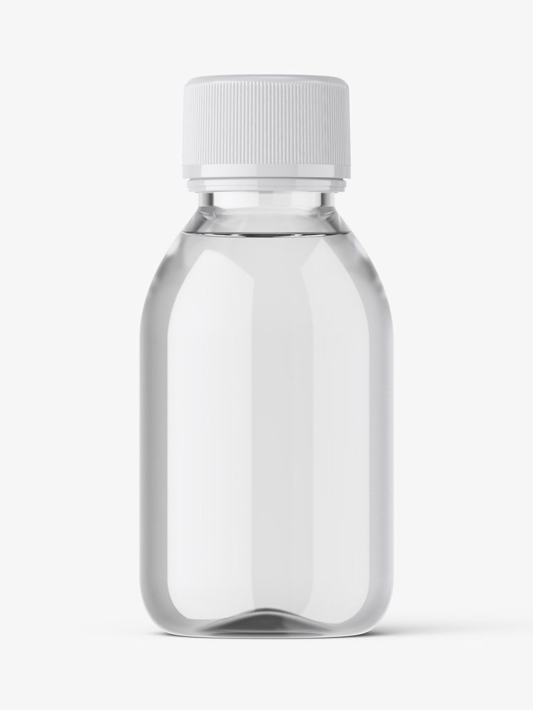 Clear small syrup bottle mockup