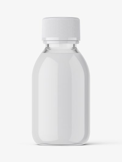 Cream small syrup bottle mockup