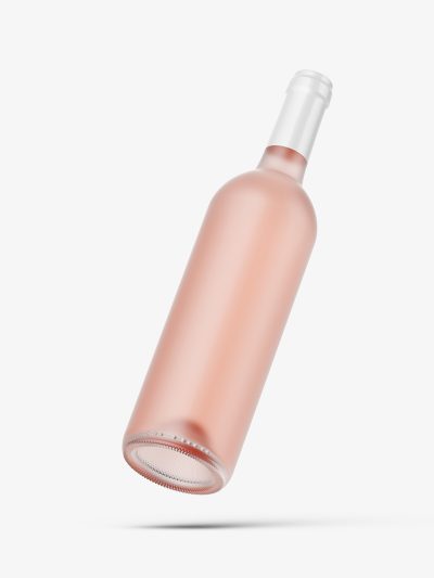 Flying frosted wine bottle mockup
