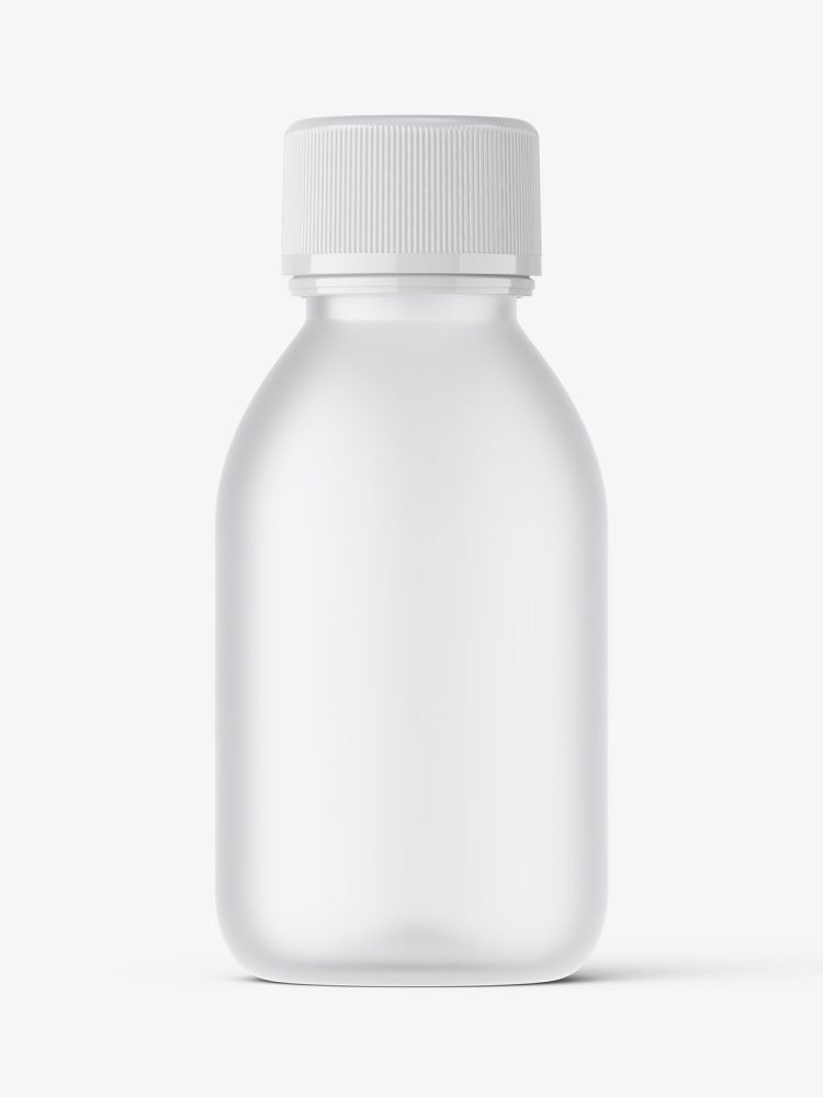 Frosted small syrup bottle mockup