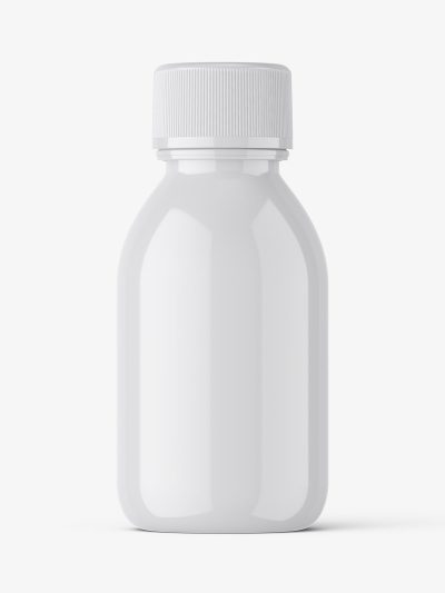 Glossy small syrup bottle mockup