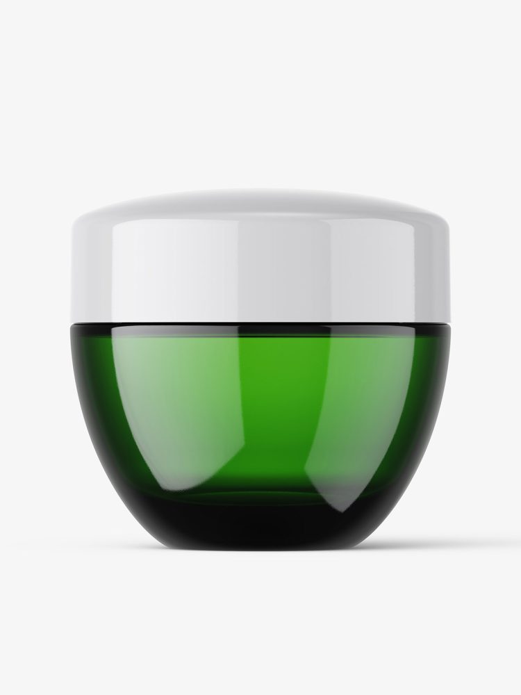 Green glass jar mockup