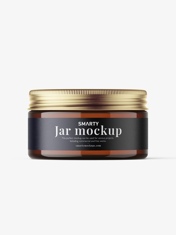 Small amber jar with screw cap mockup