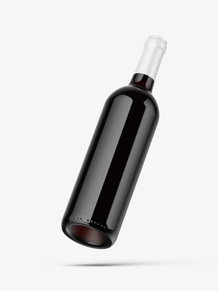 Flying wine bottle mockup