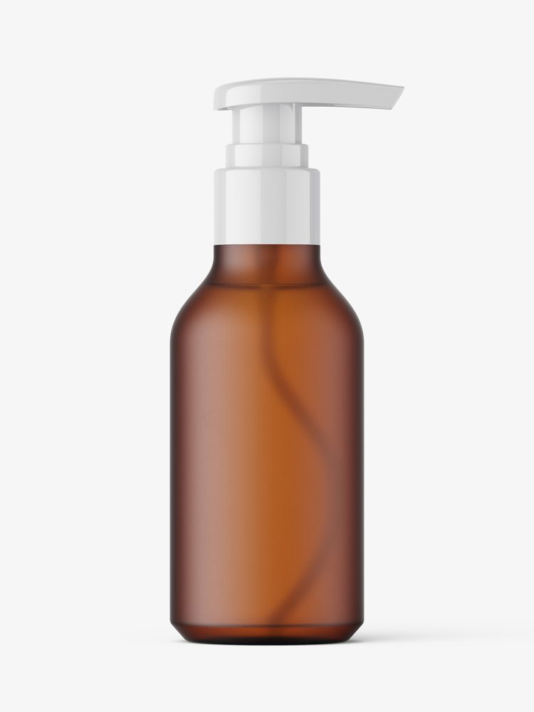 Amber frosted pump bottle mockup