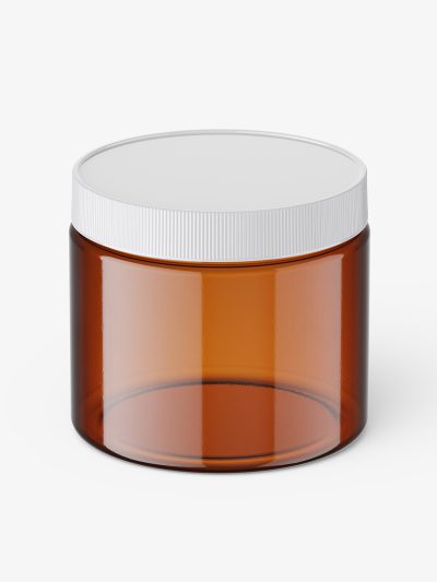 Jar with tampered lid mockup / amber / top view