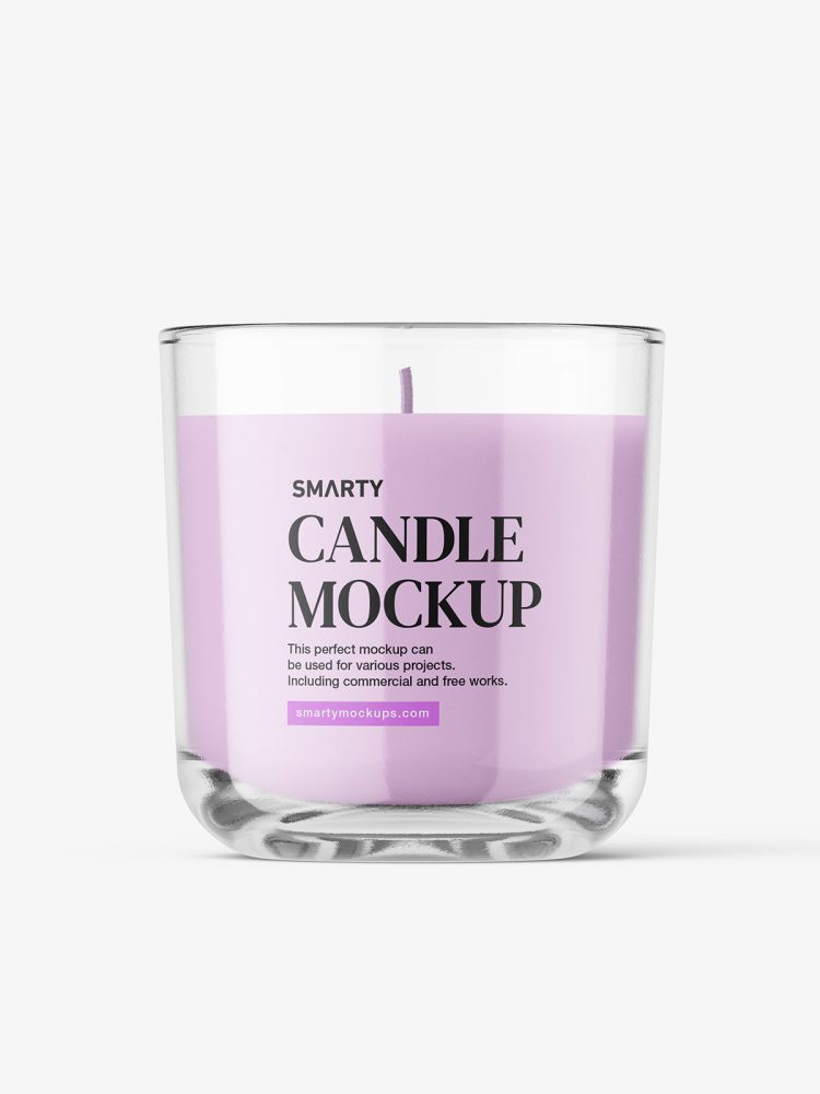 Clear jar with candle mockup