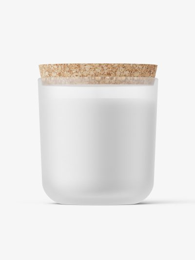 Frosted jar with candle mockup
