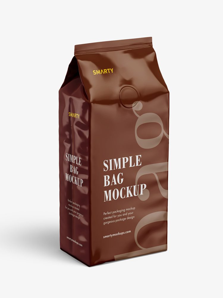 Glossy coffee bag mockup
