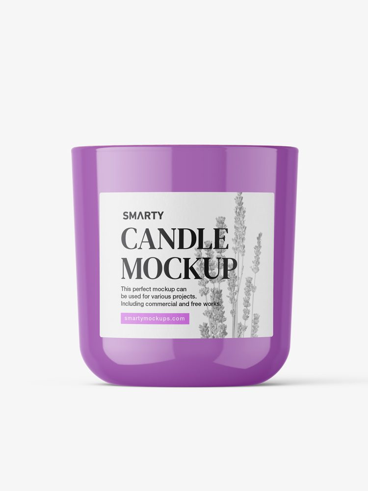 Glossy jar with candle mockup