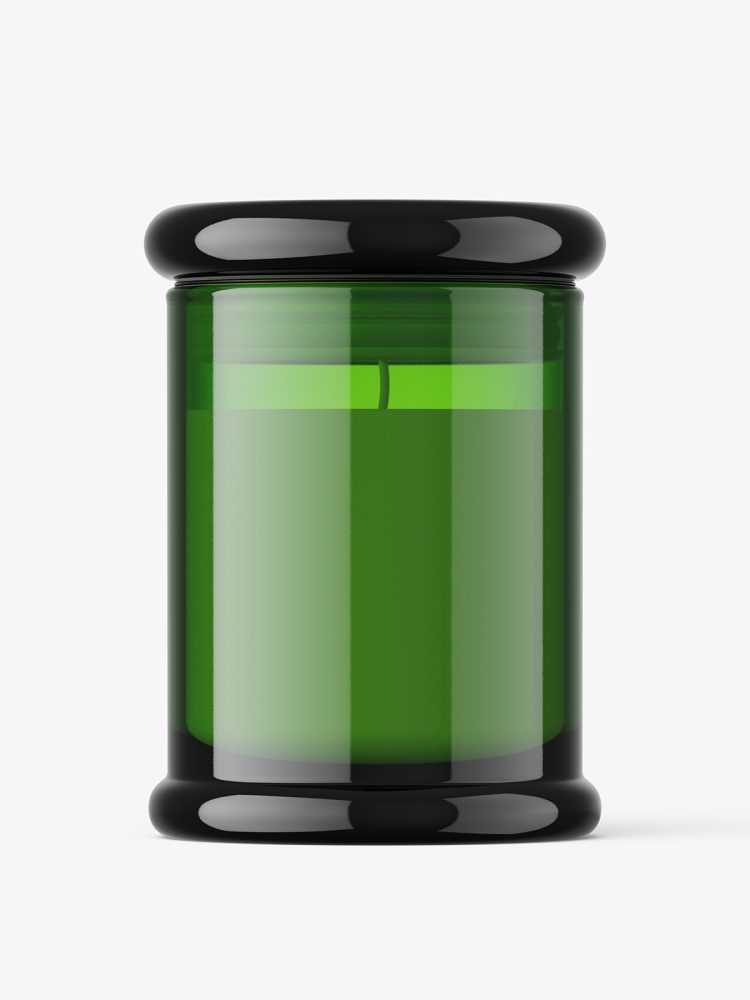 Candle green glass jar mockup