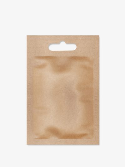 Cosmetic sachet with a hole mockup / kraft paper