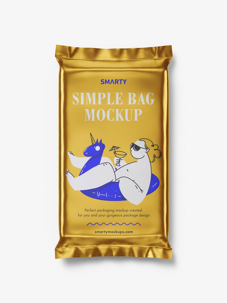 Simple sweet bag mockup / metallic