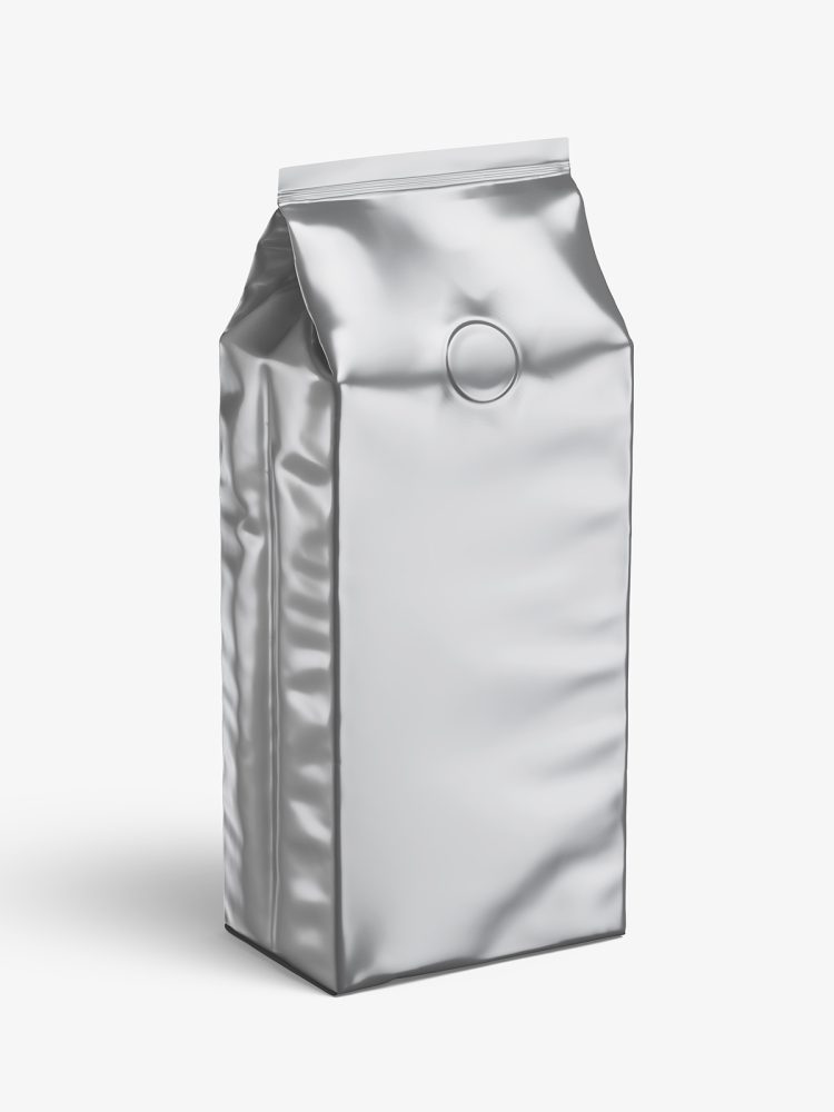 Metallic coffee bag mockup