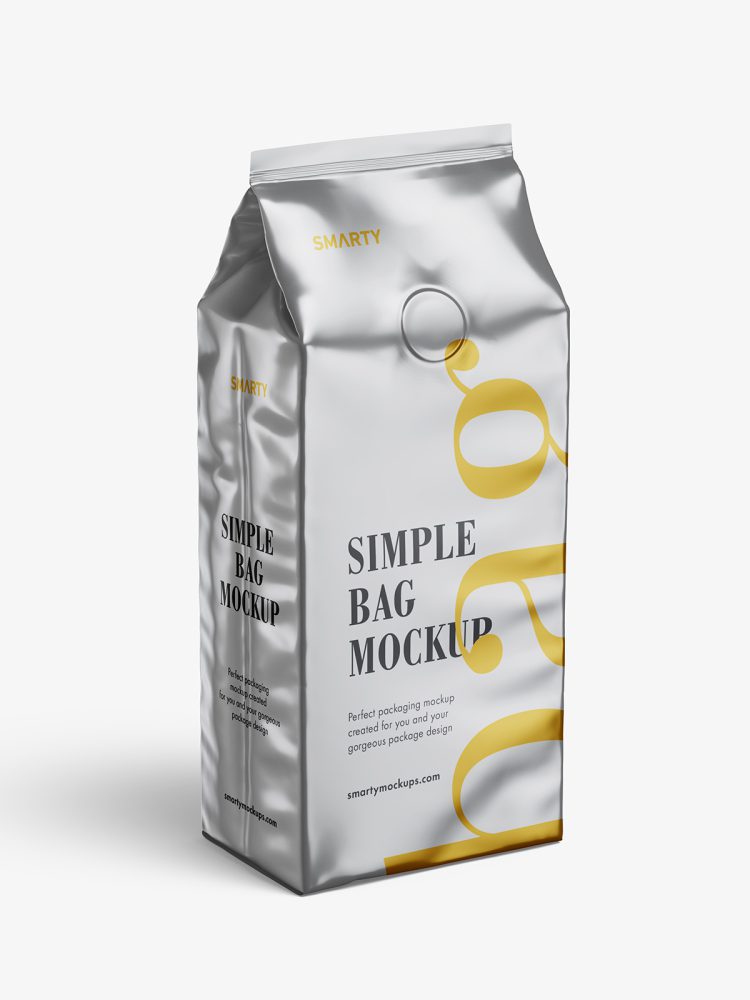 Metallic coffee bag mockup