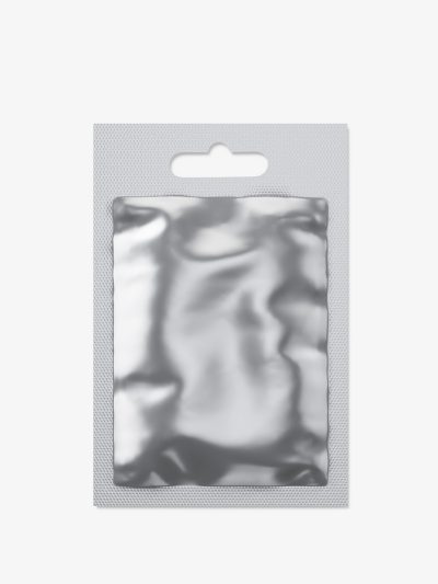 Cosmetic sachet with a hole mockup / metallic