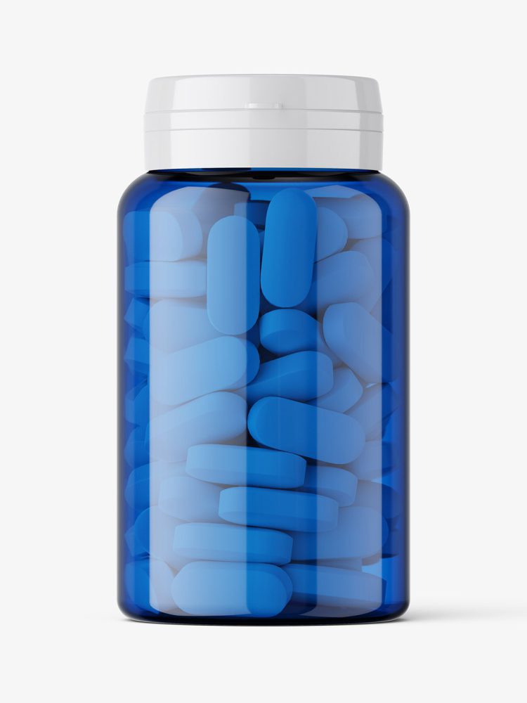 Blue pills jar mockup