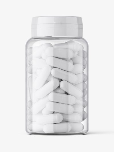 Clear capsules jar mockup
