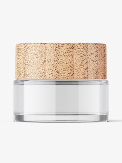Cosmetic jar with bamboo cap / clear