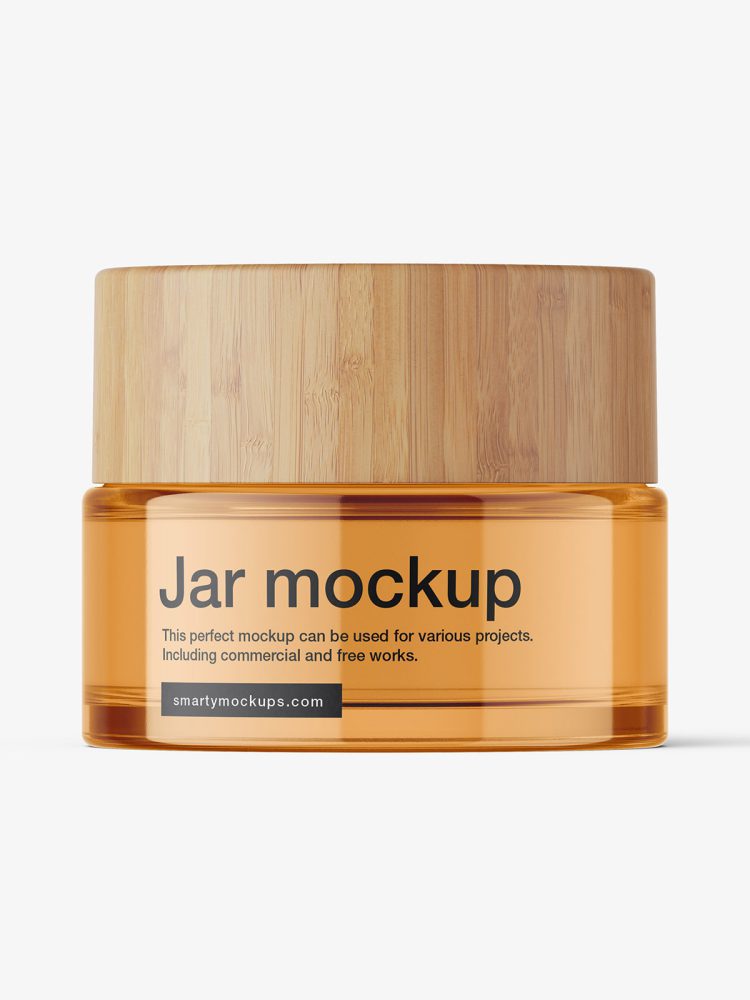 Cosmetic jar with bamboo cap / clear