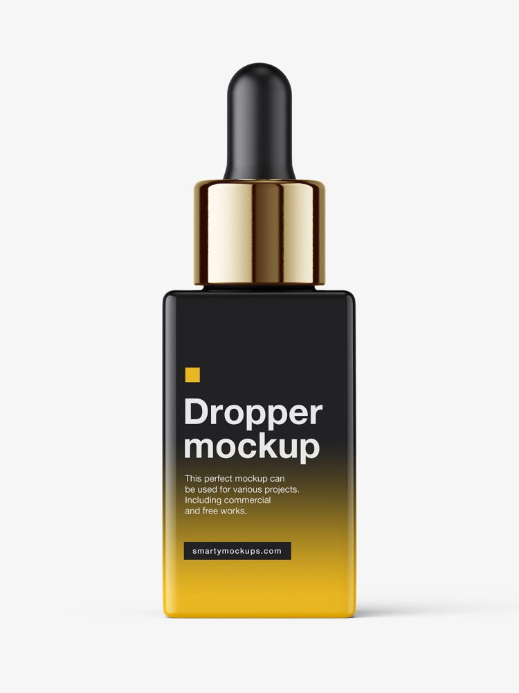 Square bottle with dropper mockup