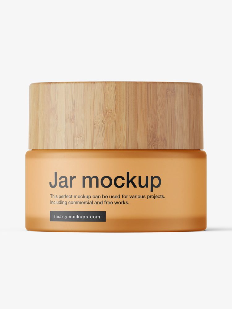 Cosmetic jar with bamboo cap / frosted