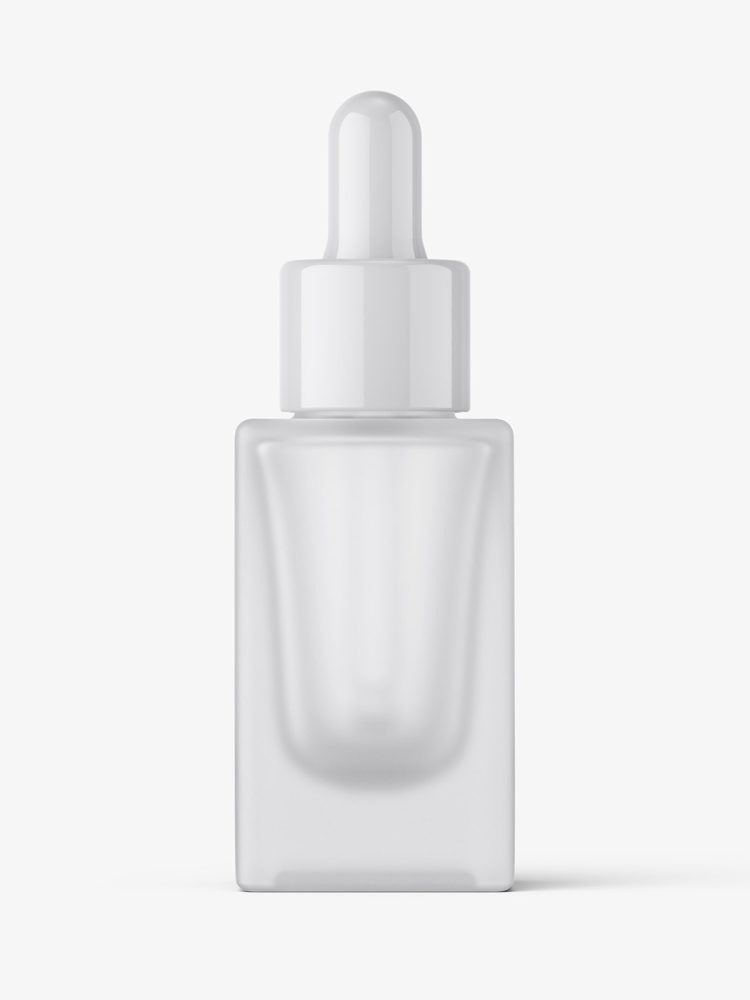 Frosted square bottle with dropper mockup