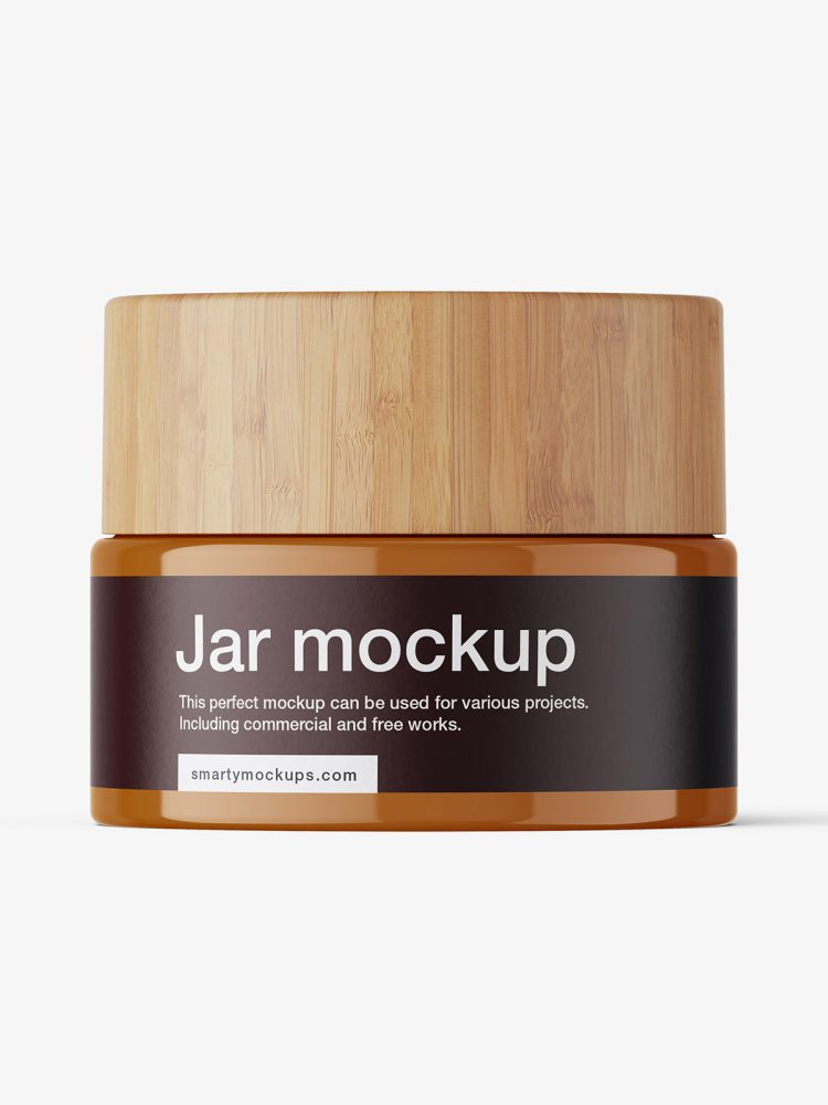 Cosmetic jar with bamboo cap / glossy