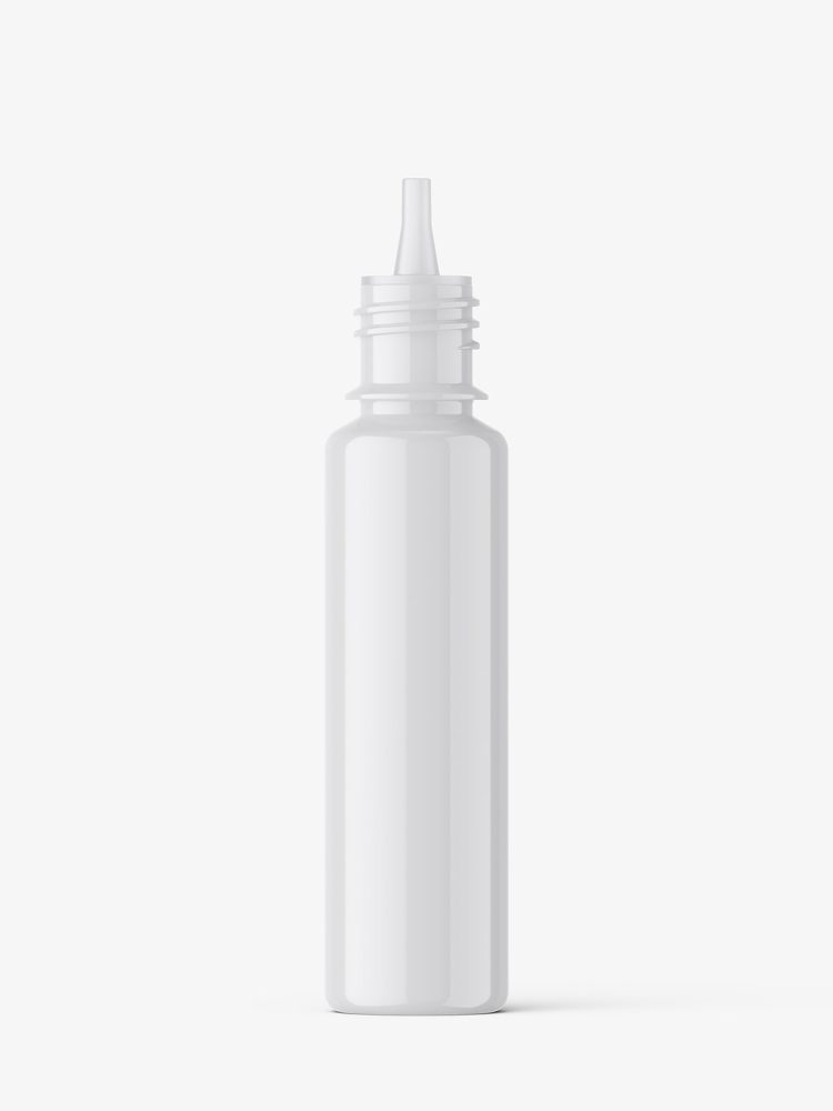 Glossy plastic dropper bottle mockup