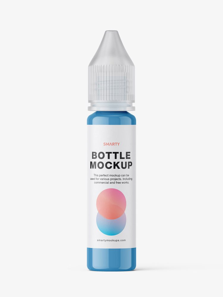 Glossy plastic dropper bottle mockup