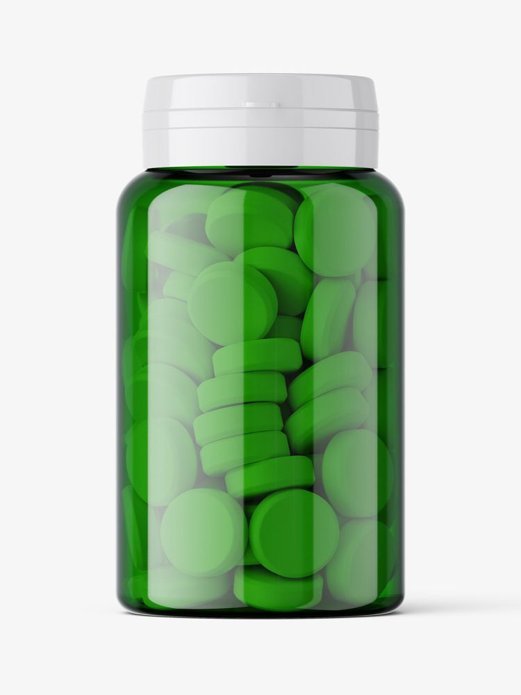 Green tablets jar mockup