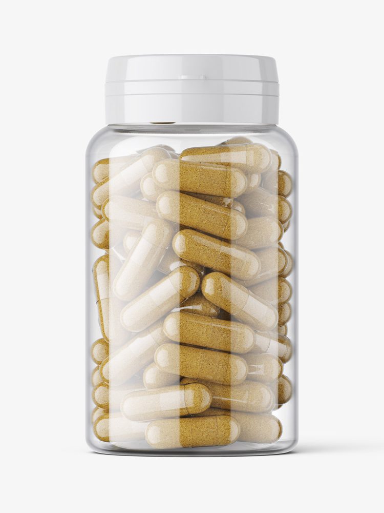 Herbal capsules jar mockup