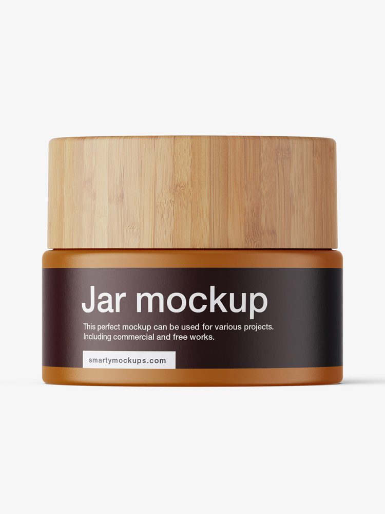 Cosmetic jar with bamboo cap / matt