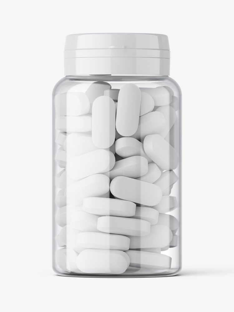 Clear pills jar mockup