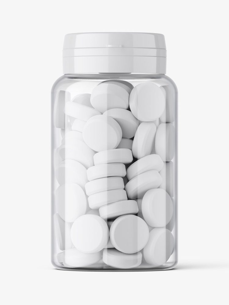 Clear tablets jar mockup