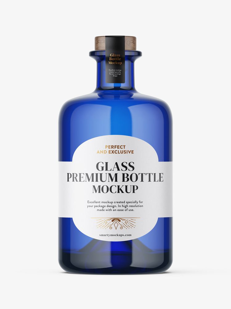 Blue spirit bottle mockup