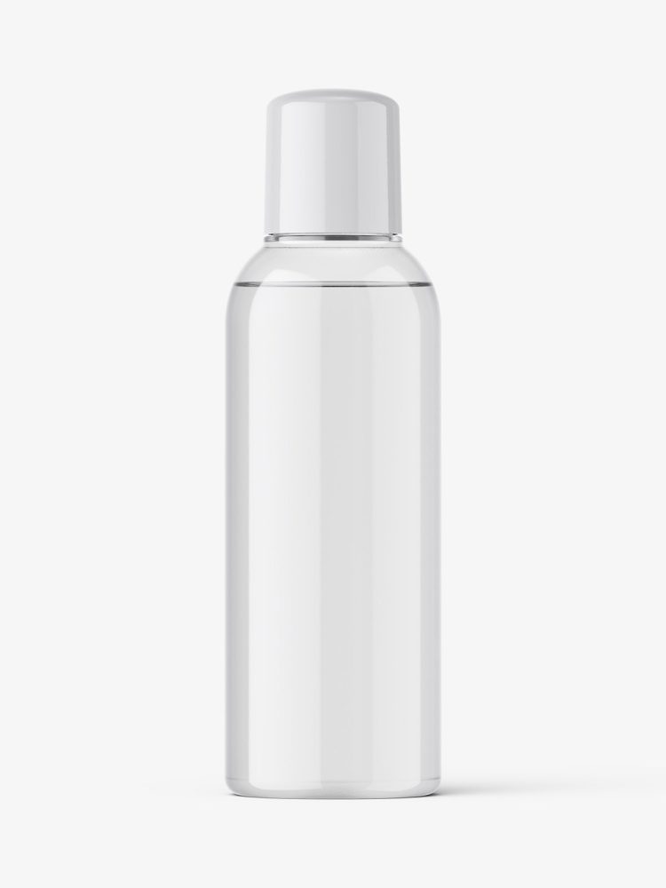 Small clear bottle with round cap mockup