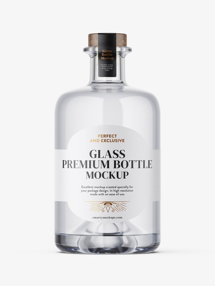 Clear spirit bottle mockup