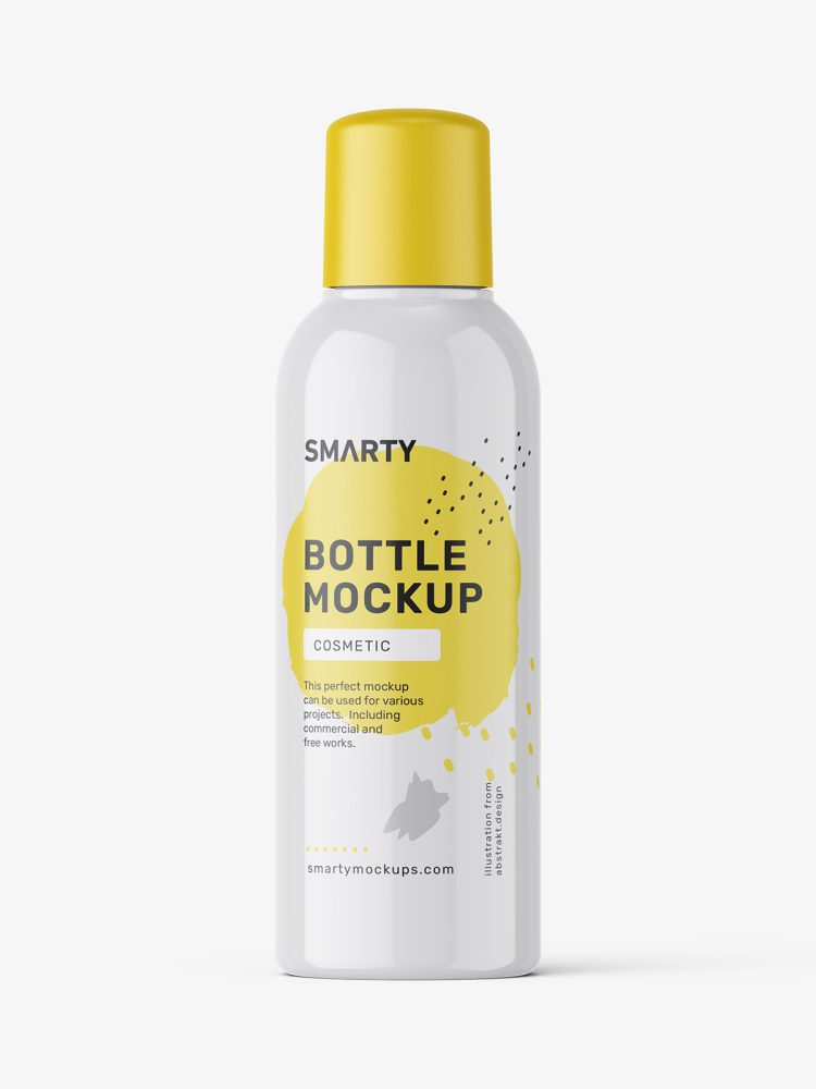 Small glossy bottle with round cap mockup