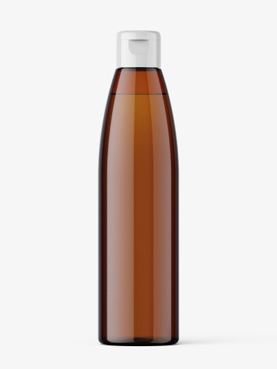 Bottle with flip top lid mockup / amber