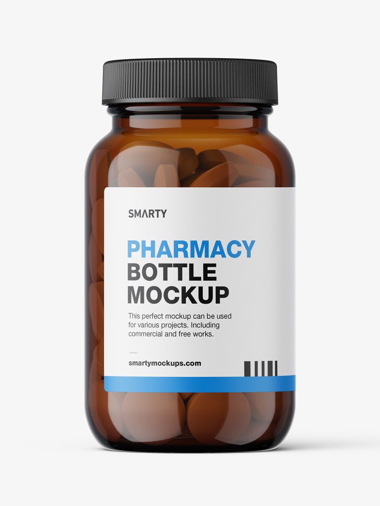 Round tablets pills pharmaceutical jar mockup