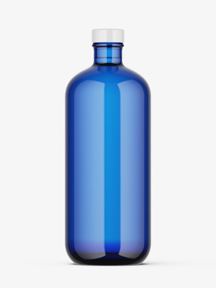 Blue spirit bottle mockup