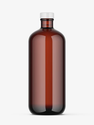 Amber spirit bottle mockup