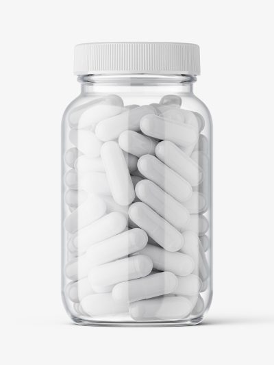 Capsules pharmaceutical jar mockup