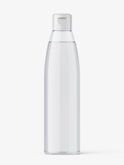 Bottle with flip top lid mockup / clear