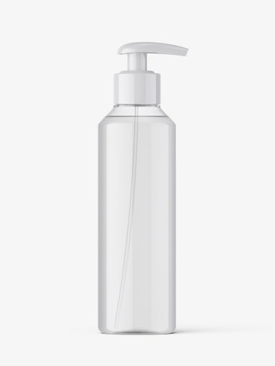 Bottle with rounded pump mockup / clear